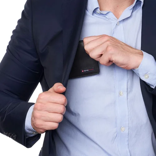 Vista 5 de Alpine Swiss Nolan - Cartera plegable de piel de vaca para hombre, con protección RFID, viene en una caja de regalo, Napa brillante negro