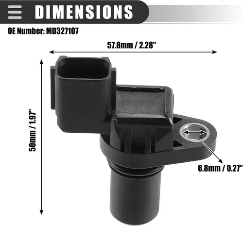Vista 4 de Motoforti Sensor de posición del árbol de levas, para Mitsubishi Eclipse 1996-2005, ABS, MD327107, negro