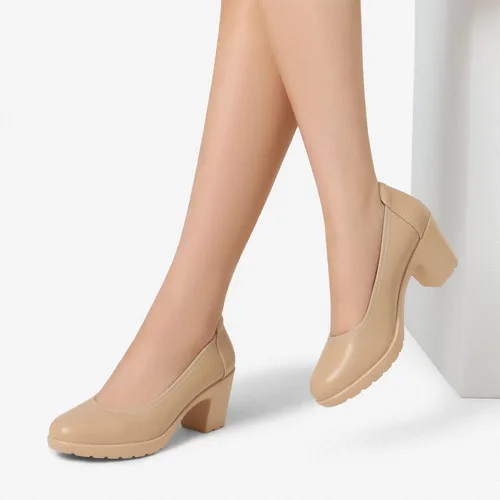 Vista 6 de DREAM PAIRS Zapatos de tacón bajo con punta cerrada y gruesos para mujer, zapatos de trabajo cómodos con punta redonda para vestido de boda