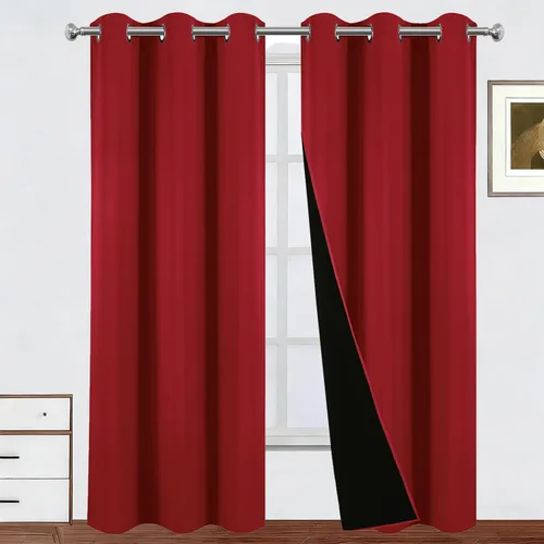 Vista 11 de LEMOMO Cortinas 100% opacas de 38 x 54 pulgadas, 2 paneles de oscurecimiento con aislamiento térmico para dormitorio
