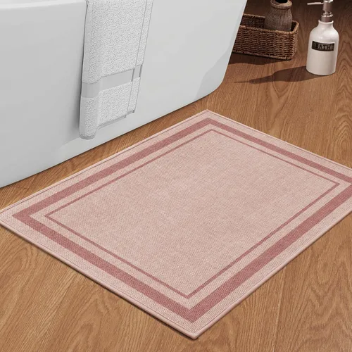 Vista 15 de chakme Juego de 2 alfombras de baño ultrafinas, absorbentes, antideslizantes, lavables a máquina, color beige oscuro, 17 x 24 pulgadas + tapete