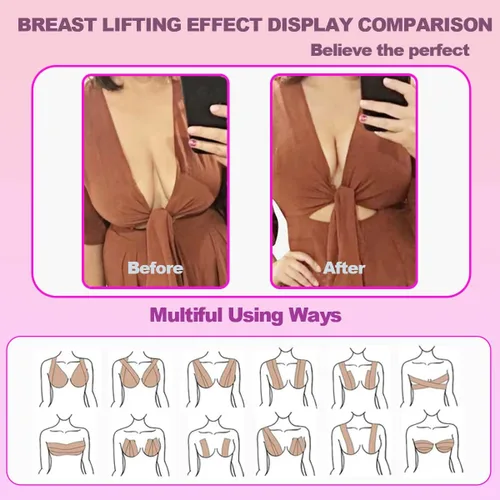 Vista 4 de KuXiYu Boobytape for Breast Lift tape Bob Tape for Large Breasts Boob Tape Satin Nipple Cover Invisible Adhesive Bra Tape