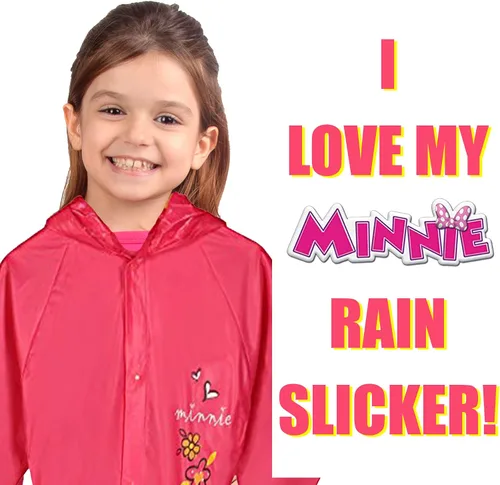 Vista 4 de Disney Girls' Minnie Mouse Pink Hooded Rain Slicker