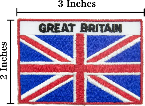 Vista 2 de Parche bordado británico+United Kindom Flag Pinbadges, Reino Unido Gran Bretaña Hierro en coser en emblema Parche aplique NO.015A, Rojo, azul
