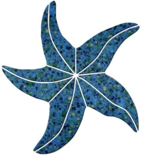 Vista 5 de Mosaico pequeño de cerámica de estrella de mar para piscina (4 pulgadas, rojo)