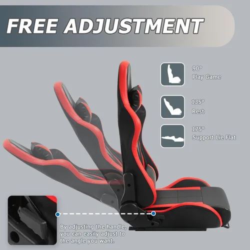 Vista 4 de Minneer Asiento de carreras de doble bloqueo, carga de 400 libras, ángulo ajustable, cómodo, transpirable, ergonómico, silla de juegos de vuelo