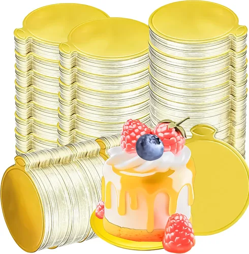 Vista 9 de 50 piezas de mini tablas de pastel, 8,9 cm, doradas, redondas, base circular de cartón para pastel, mini tabla circular de postre, pequeñas placas