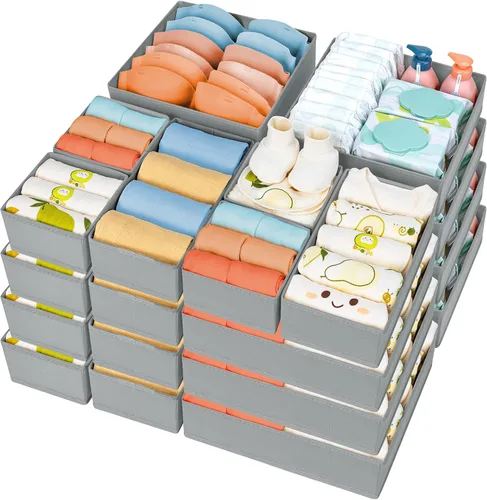Vista 26 de DIMJ Organizador de cajones para ropa, paquete de 6 unidades, organizadores plegables para bebé, organizador de almacenamiento y cómoda