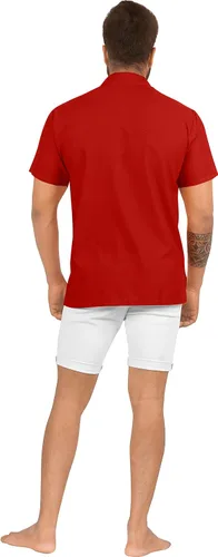 Vista 5 de LA LEELA Camisas casuales de manga corta con botones para hombre, para playa, verano, color liso, para trabajo, vacaciones, campamento, camisas