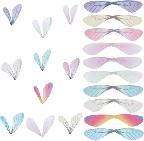 Vista 13 de SUNNYCLUE 1 caja 180 pares de decoraciones de mariposa de tela 3D adorno de mariposa pequeñas alas de mariposa de organza para bricolaje, joyas