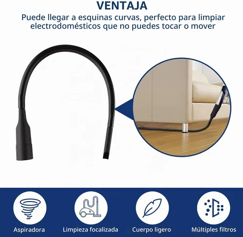 Vista 5 de Accesorio de limpieza al vacío flexible de 25 pulgadas de largo para mangueras de vacío que aceptan accesorios de diámetro interior de 1-1/4
