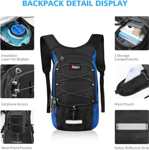 Vista 2 de Hydration Pack, Insulated Hydration Backpack with 2L Hydration Bladder, Hiking Backpack for Men Women Kids, Water Backpack for Hiking, Running
