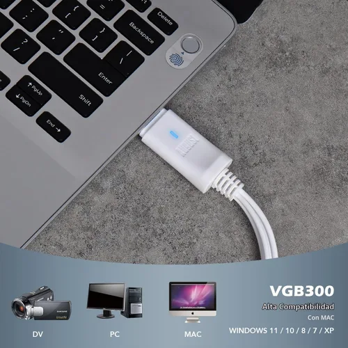 Vista 5 de August Tarjeta de captura de video USB externa VGB300 - Transferir videos caseros VHS a Mac OS y PC Windows - S-Video y compuesto