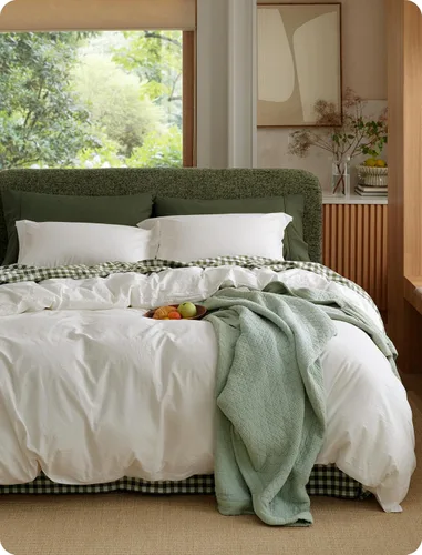 Vista 18 de Bedsure Funda de edredón de algodón tamaño individual – Funda de edredón de lujo con tejido slub 100% algodón con una textura similar al lino, ropa