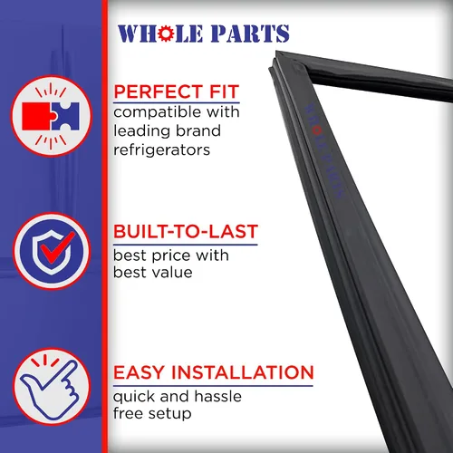 Vista 6 de Junta de puerta negra para congelador y refrigerador (tira magnética en el interior) – Parte # WPW10436250 – Compatible con modelos seleccionados