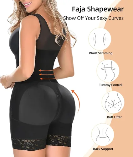 Vista 3 de YIANNA Fajas colombianas moldeadoras para mujer, control de abdomen, poscirugía, moldeador de cuerpo completo, levantador de glúteos con cremallera