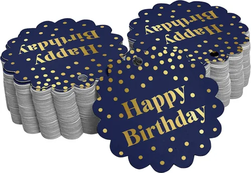 Vista 44 de Etiquetas de papel para colgar con texto en inglés «Happy Birthday» (50 unidades)