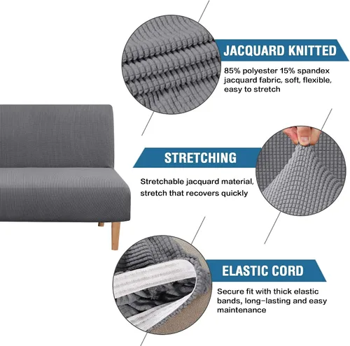 Vista 2 de ZNYD - Funda protectora elástica para futón, funda de asiento de tarjeta sin brazos de 43.3-51.2 in, funda de sofá biplaza de 2 plazas con parte