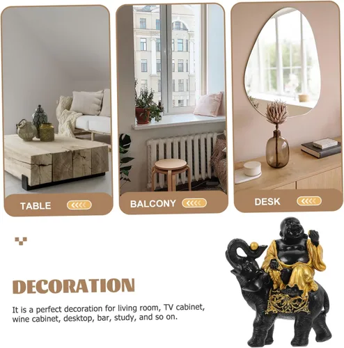 Vista 4 de ARTIBETTER Maitreya - Adornos de Buda para mesa, estatua de animal Feng Shui, estatua de elefante Fengshui, estatua de animales decorativos, estatua