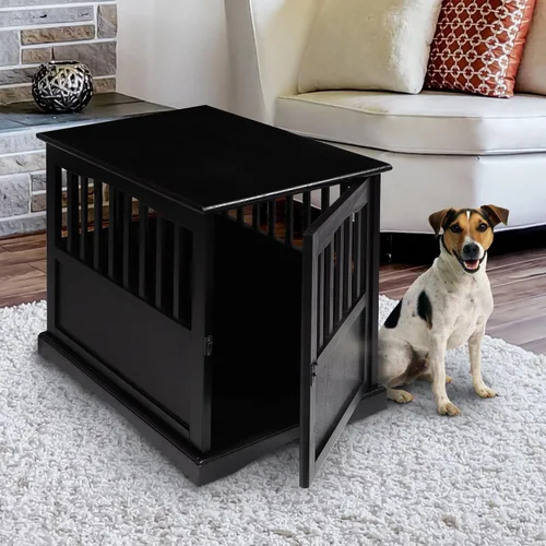 Vista 2 de Casual Home Mueble de madera para perros de interior, jaula para perros, mesa auxiliar, mesa de noche, cuna para perros con cierre de seguridad