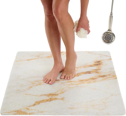 Vista 148 de Enkosi Alfombra de ducha antideslizante Loofah para suelos de ducha, bañera, baños, zonas húmedas, alfombrilla de baño acolchada con agujeros