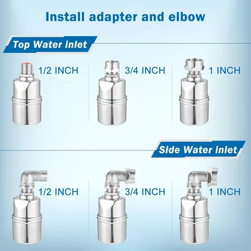 Vista 6 de Válvula de flotador, válvula de flotador de control automático de nivel de agua de acero inoxidable 304 Mini válvula de flotador de bola de cierre