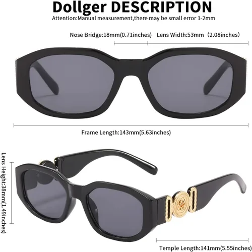 Vista 4 de Dollger Lentes de sol rectangulares para mujer, diseño irregular, de lujo, pequeños, con protección UV