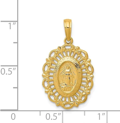 Vista 2 de Colgante de medalla milagrosa ovalada de oro amarillo de 14 quilates, Metal