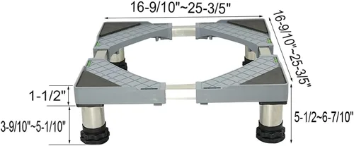 Vista 2 de Soporte ajustable para lavadora, base para refrigerador, largo/ancho, 17 a 25 pulgadas, soporte para secadora, pedestal, soporte para nevera, evita