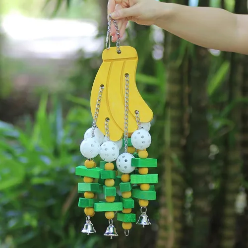 Vista 3 de KINTOR Juguete grande para masticar loro, juguete de jaula de pájaro para Banana