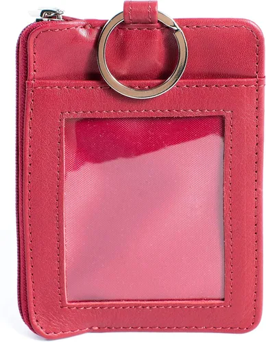 Vista 5 de RFID Slim ID - Cartera con bolsillo frontal con cierre de monedero, Rojo, S