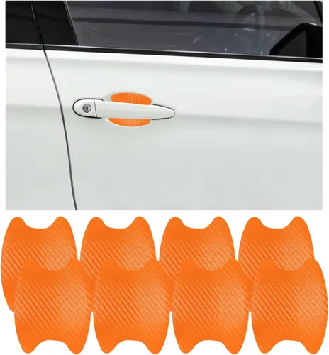 Vista 18 de Ziciner 4 calcomanías para manija de puerta de automóvil, textura de fibra de carbono, películas protectoras para manija de puerta automática