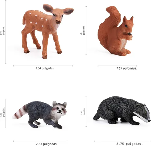 Vista 3 de 16 piezas de figuras de animales del bosque para bebés, figuras de criaturas del bosque, juguetes en miniatura, adornos para pasteles y cupcakes