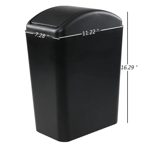 Vista 3 de Asking - Bote de basura pequeño de 4.5 galones con tapa abatible, paquete de 3, color negro Cubo de basura de plástico con tapa giratoria, mango