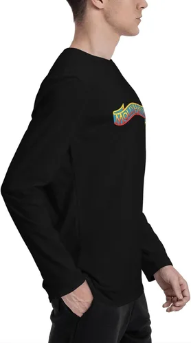 Vista 3 de Molly Music and Hatchet - Camiseta de manga larga con cuello redondo para hombre, camiseta de capa base, camiseta atlética para gimnasio, color negro