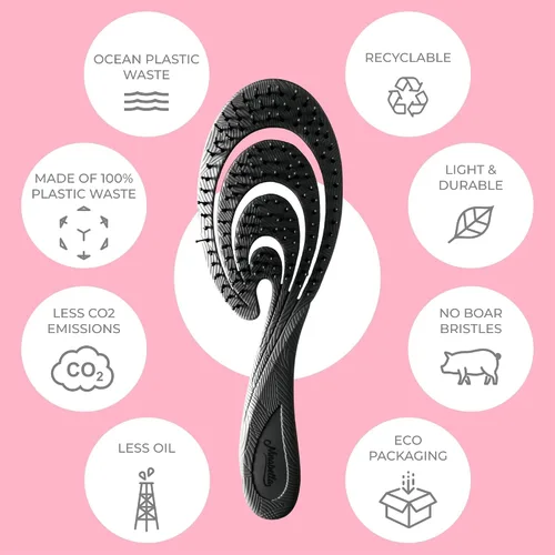 Vista 4 de Ninabella Cepillo orgánico desenredante para el cabello, para mujeres, hombres y niños, no tira del cabello, cepillos alisadores para cabello liso