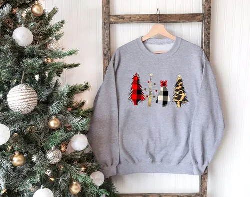 Vista 6 de Barlver Suéteres de forro polar de Navidad para mujer, sudaderas mullidas de manga larga con gráficos navideños