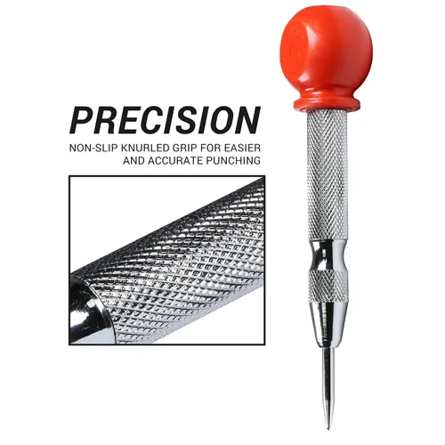 Vista 8 de Rok Hardware 5-1/8 "Herramienta automática de perforación de agujero central de acero con resorte para metal, madera y plástico ROKCPUNCH
