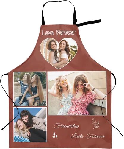 Vista 10 de Delantales personalizados con dos bolsillos para mujeres y hombres, delantales personalizados impresos con texto fotográfico para cocinero de cocina