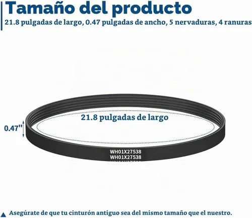 Vista 3 de GE WH01X27538 - Correa de transmisión para lavadora
