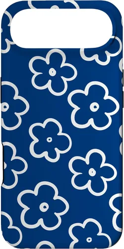 Vista 27 de Lindo patrón de flores silvestres azul marino y blanco floral caso para iPhone 17