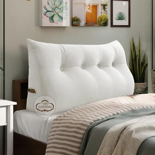 Vista 19 de WOWMAX Almohada para cabecero de terciopelo 100% algodón, tamaño individual, soporte de espalda de cuña, cojín de lectura para cama y diván, cojín