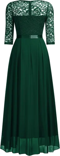 Vista 7 de Miusol Vestido largo de dama de honor con mangas 34 de contraste y encaje floral elegante para mujer