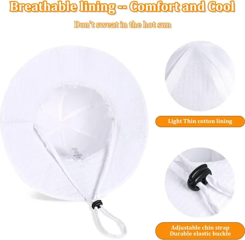 Vista 4 de Sombrero de sol para bebé niña con UPF 50+ sombrero de playa ajustable para exteriores con ala ancha