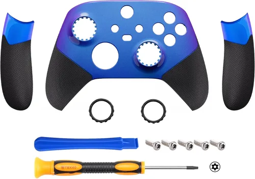 Vista 3 de eXtremeRate ASR versión Performance - Empuñaduras laterales de goma para Xbox Series X S, Chameleon Purple Blue Rediseñed Grip Handle Face Plate