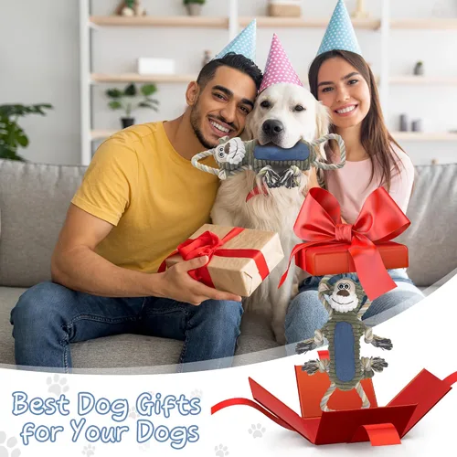 Vista 5 de BUYPOW Juguetes para perros grandes – Juguetes chirriantes de felpa para perros medianos y pequeños (paquete de 3 monos y patypus)
