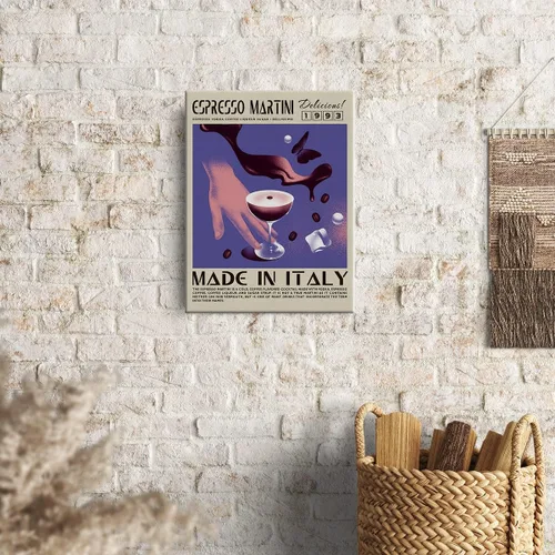 Vista 4 de Divertido lienzo de cóctel para decoración de pared de Martini Espresso Martini, 12 x 15 pulgadas, decoración moderna para el hogar, cocina, bar