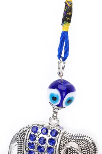 Vista 6 de Amuleto de elefante azul, decoración hecha a mano, adorno turco de ojo turco de la suerte, adorno colgante de ojo turco para automóvil, hogar