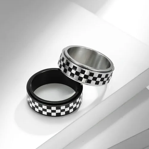 Vista 3 de Anillos giratorios de acero inoxidable de 0315in color negro blanco para mujeres hombres niños adolescentes niñas delicados anillos giratorios