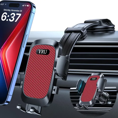 Vista 9 de YRU Soporte de teléfono para automóvil [brazo de aluminio ajustable y flexible para 2026] Soporte de teléfono celular para salpicadero del Negro